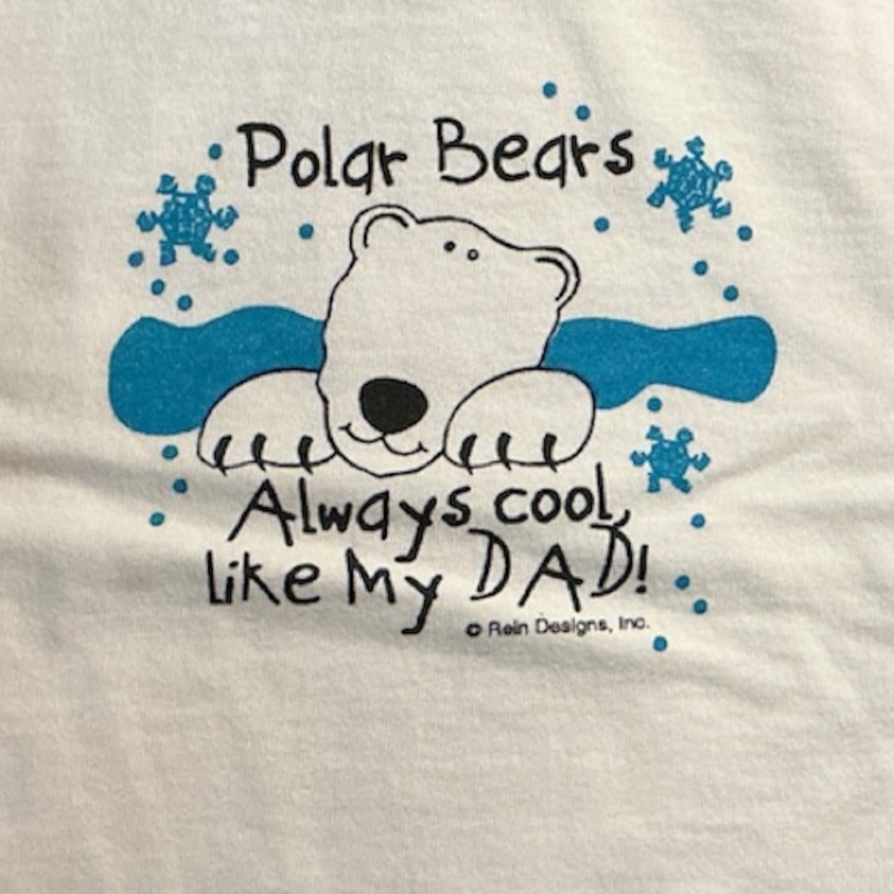 Spencer's White Snap Tee Blue Polar Bear  “Polar Bears… Always Cool like my Dad!